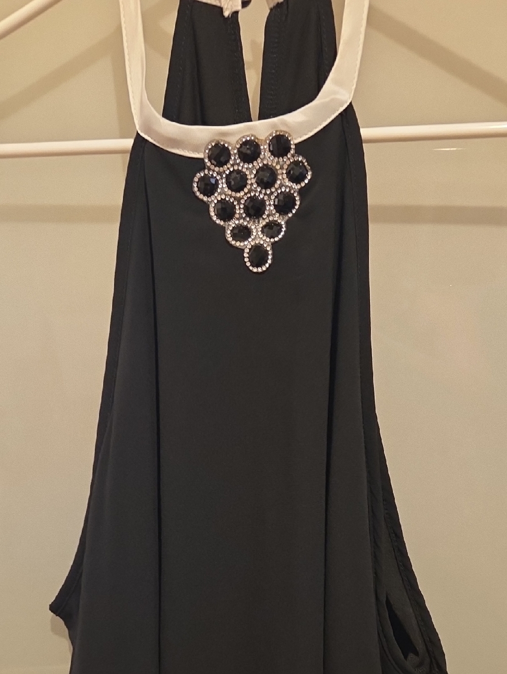 Black and White Jewel Halter Dress